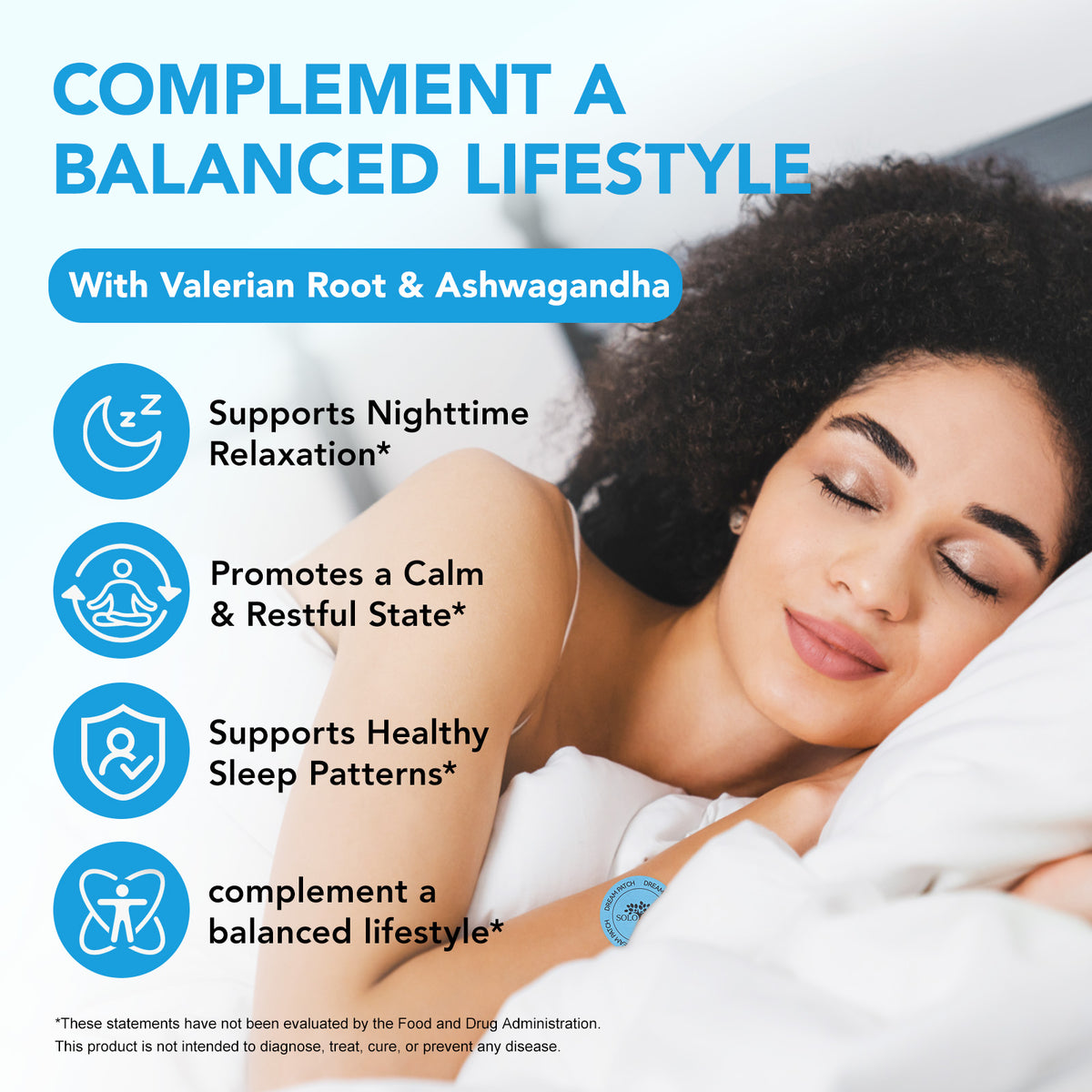 Dream Patches with Valerian Root & Ashwagandha for Calm Relaxation and Restful Sleep 30 Patches 1 Month Supply