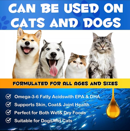 Salmon Oil for Dogs & Cats, Omega 3 Fish Oil for Dog'S Skin and Coat, Natural EP