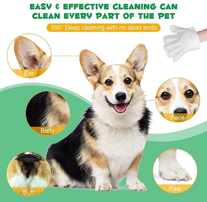 Hypoallegenic wipes for dogs and cats Pet grooming wipes Pet Cleaning Glove 6PC