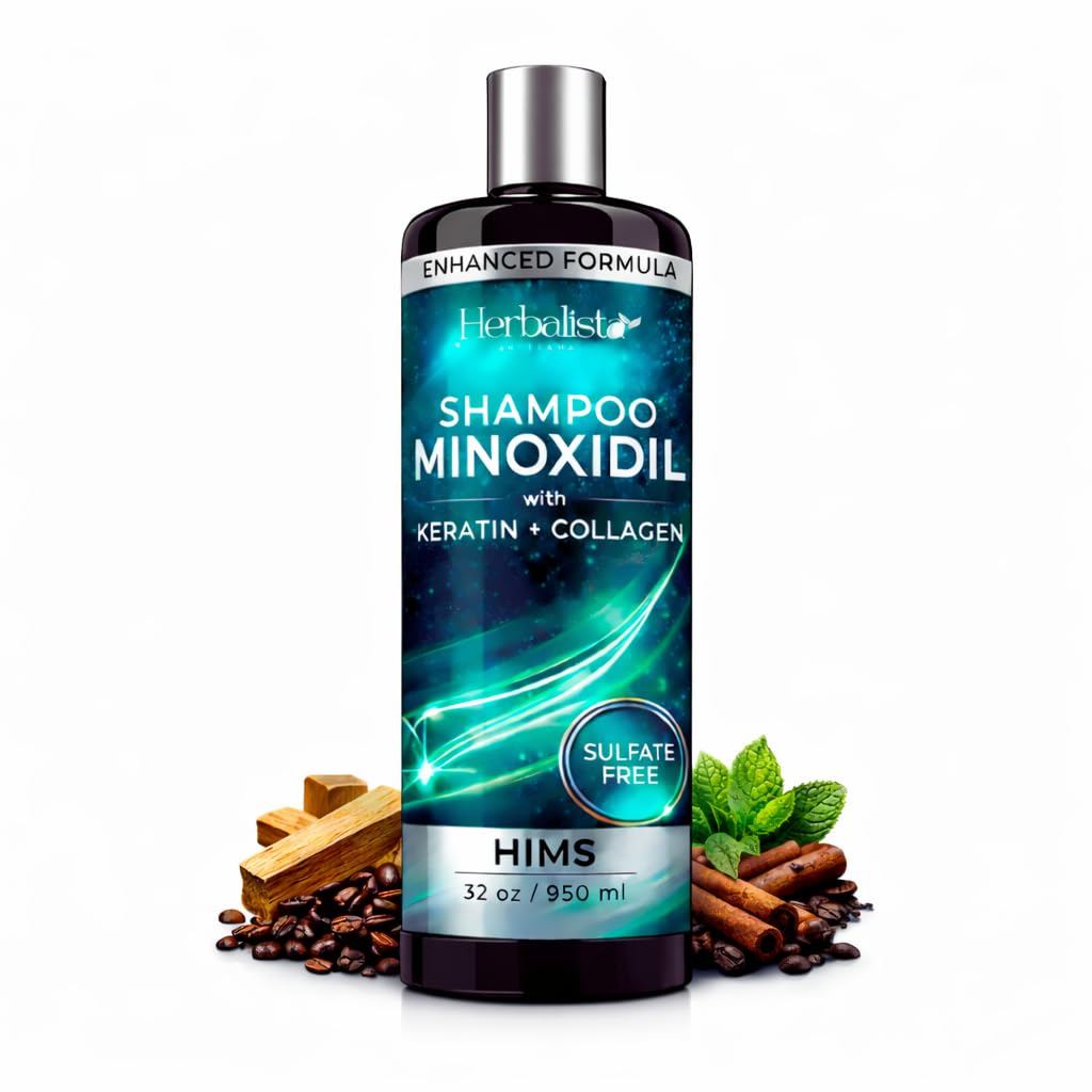 Minoxidil 5% +  Biotin + Collagen Shampoo For men 32oz (950ML) For Her - Sulfate-Free Thickening Hair Cleanser for Fuller-Looking, Stronger Hair, Unisex Daily Scalp Care.