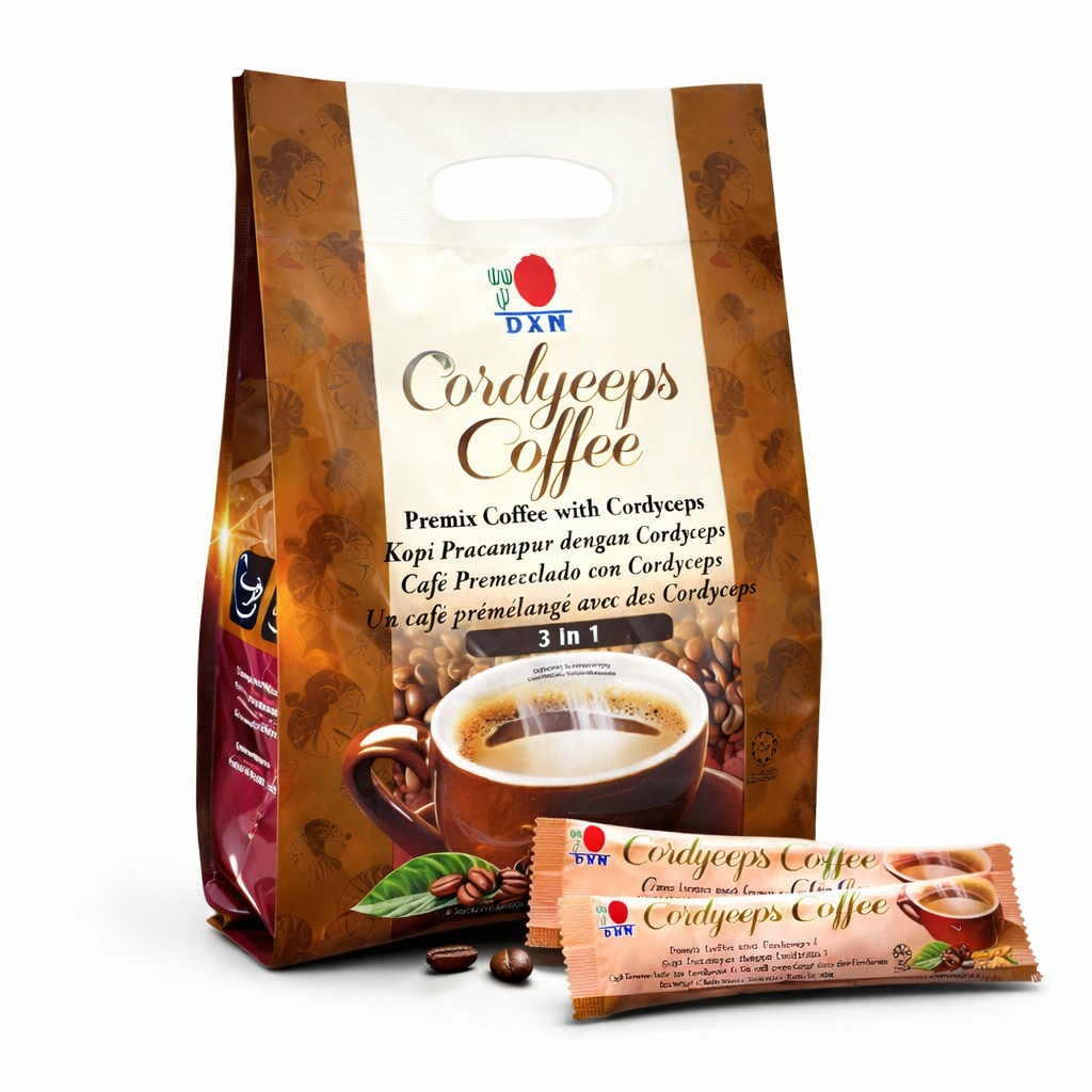 DXN Lingzhi 3in1 Cordyceps Coffee 25 Sachets with Ganoderma Extract Reishi Ganoderma coffee Kopi Pracampur