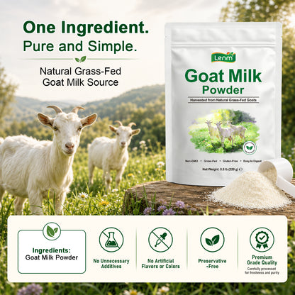 Goat Milk Powder, 100% Grass-Fed Whole Goat Milk, Naturally Contains A2 Protein, Easy to Digest Low Lactose Dairy Alternative