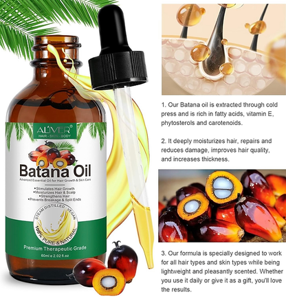 Batana Oil Hair Growth 2.0fl.oz Reduce Hair Loss By Thickening Moisturizing