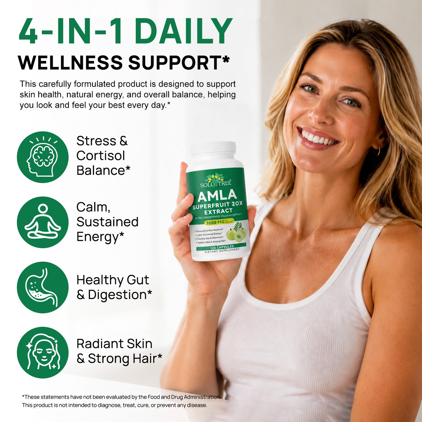 AMLA Superfruit 20X Extract 1000 MG Per Serving 120 Capsules for Stress Cortisol Balance Calm Energy Healthy Gut Digestion Radiant Skin Strong Hair