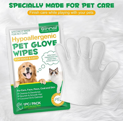 Hypoallegenic wipes for dogs and cats Pet grooming wipes Pet Cleaning Glove 6PC