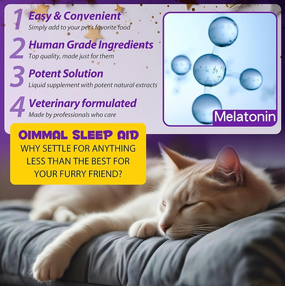 Melatonin for Cats, Sleep Aid for Cats Supports Cat Stress & Anxiety Relief 60ml