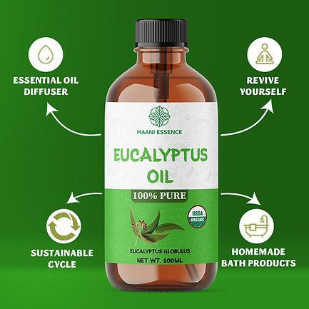 100ML LARGE ORGANIC EUCALYPTUS OIL 100% PURE AND NATURAL -NON GMO - MADE IN USA