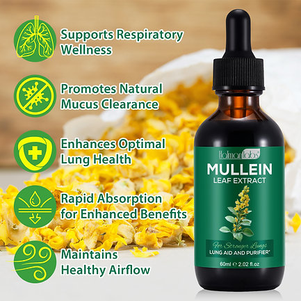 Mullein Drops for Lungs - Leaf Extract Liquid - Powerful Mullein Immune Support