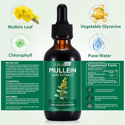 Mullein Drops for Lungs - Leaf Extract Liquid - Powerful Mullein Immune Support