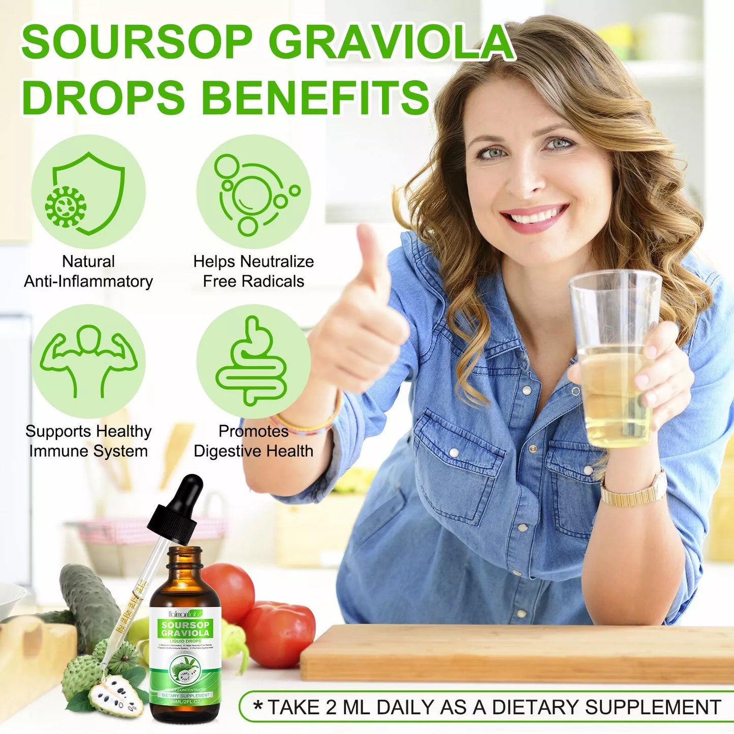 Soursop Graviola Liquid Drop for Cell Support & Regeneration, Immune Boost