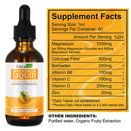 Triple Magnesium Complex Supplement 1000mg, Magnesium Liquid Drops