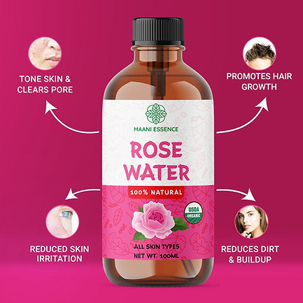 100ML LARGE ORGANIC ROSE WATER OIL 100% PURE AND NATURAL -NON GMO - MADE IN USA