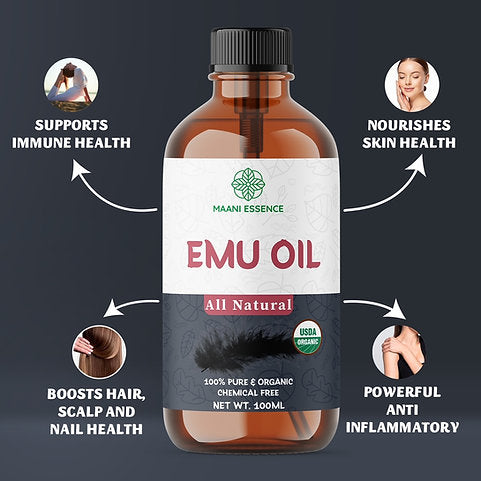 100ML LARGE ORGANIC AUSTRALIAN EMU OIL 100% PURE AND NATURAL -NON GMO -USA MADE