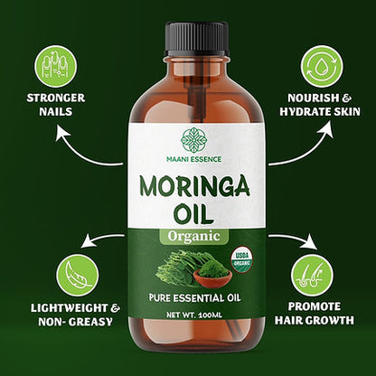 100ML LARGE ORGANIC MORINGA OIL 100% PURE AND NATURAL -NON GMO - MADE IN USA