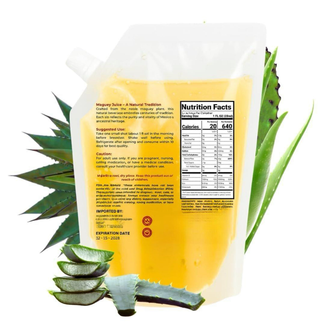 Maguey Juice Nopal Y Sabila - Jugo De Maguey Michoacano Extract 400ML | All Natural, 100% Juice | Jugo de Maguey de Michoacan, Sabor Natural El Original +Aloe Vera + Nopal - Natural Flavor - With Aloe and Nopal (Cactus)