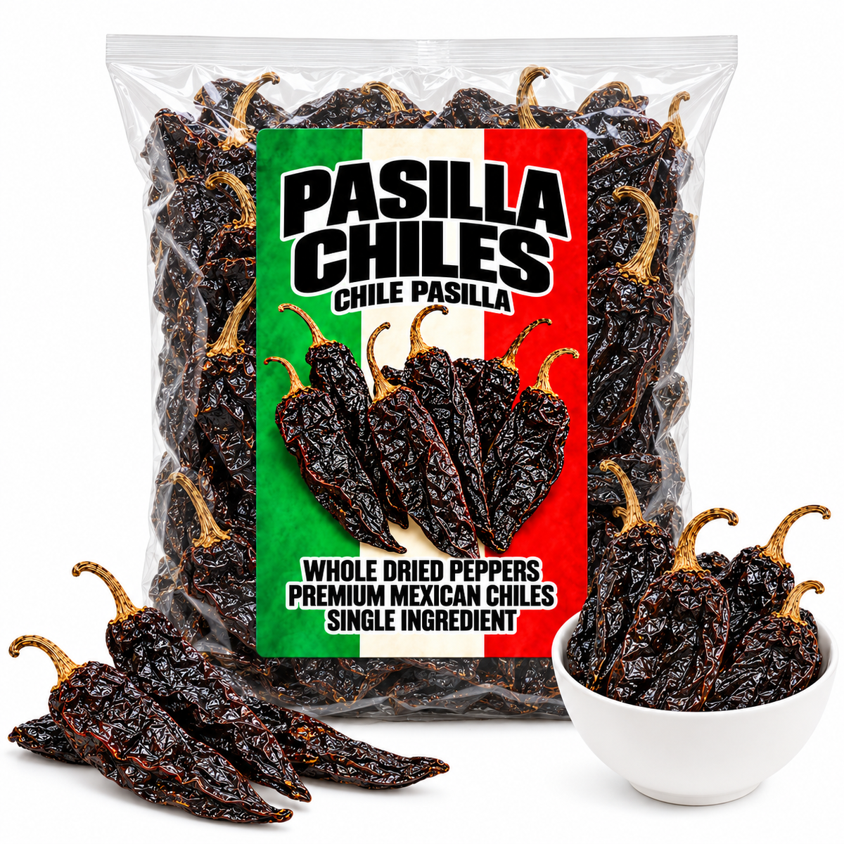Pasilla Chiles - Whole Dried Peppers Premium Mexican Chiles IMPORTED FROM MEXICO