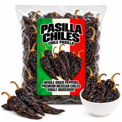 Pasilla Chiles - Whole Dried Peppers Premium Mexican Chiles IMPORTED FROM MEXICO