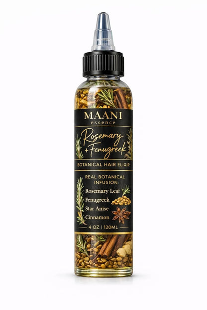 Rosemary & Fenugreek Hair Oil Rapid Hair Growth – Botanical Scalp Treatment with Real Rosemary Leaves, Fenugreek Seeds, Cinnamon & Star Anise – Herbal Hair Growth Infused with Castor Oil 120ML