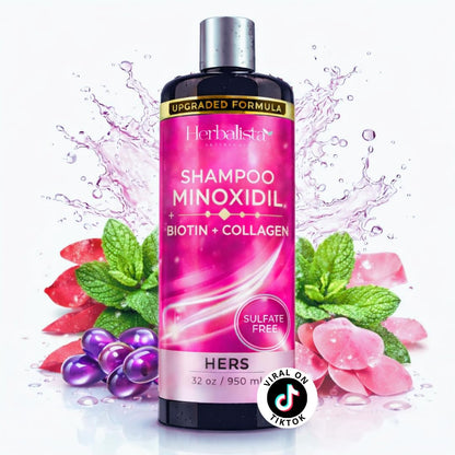 Minoxidil 5% +  Biotin + Collagen Shampoo For Women 32oz (950ML) For Her - Sulfate-Free Thickening Hair Cleanser for Fuller-Looking, Stronger Hair, Unisex Daily Scalp Care.