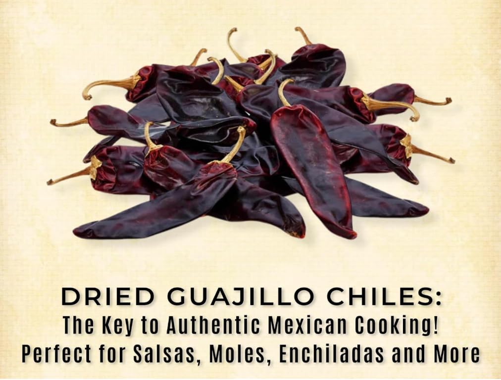 Mexican Guajillo Chili – Whole Dried Guajillo Peppers with Stems Whole Dried Peppers, Chiles Descolados Chili Peppers Mole Birria IMPORTED FROM MEXICO