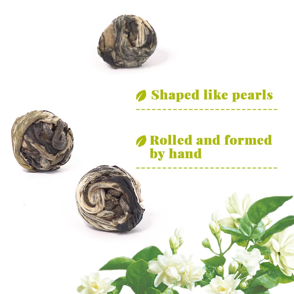 Jasmine Dragon Ball Tea - Premium Grade Green Tea, 4 oz (113 g) - Jasmine Green Tea Hand-Crafted, Natural, Aromatic, Perfect for Relaxation & Stress Relief