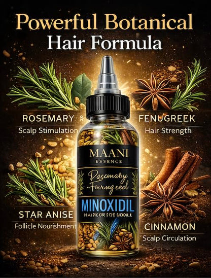 Minoxidil Hair Growth Oil – Rosemary & Fenugreek Botanical Scalp Treatment – Supports Hair Regrowth, Density & Thicker Hair Real Rosemary Leaves, Fenugreek Seeds, Cinnamon & Star Anise – 120ML