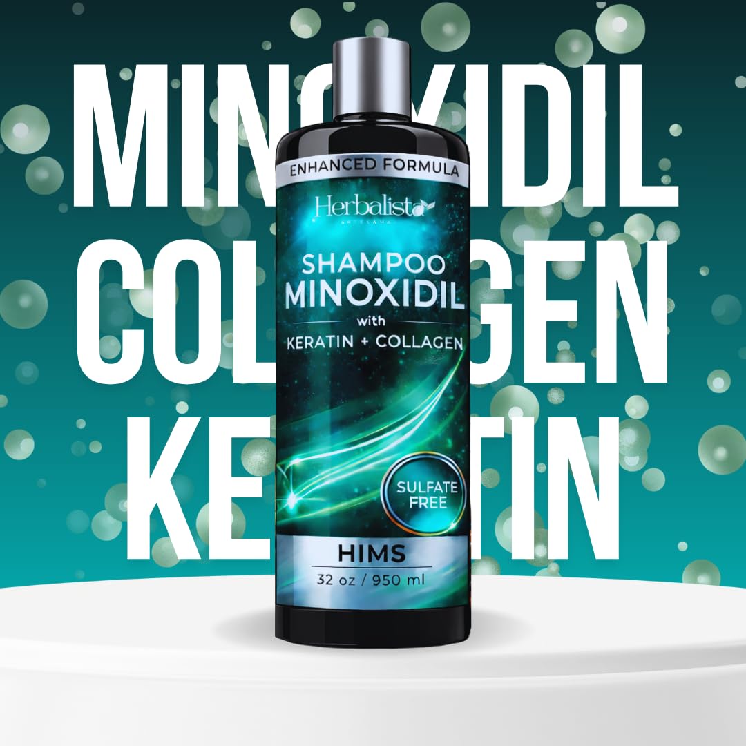 Minoxidil 5% +  Biotin + Collagen Shampoo For men 32oz (950ML) For Her - Sulfate-Free Thickening Hair Cleanser for Fuller-Looking, Stronger Hair, Unisex Daily Scalp Care.