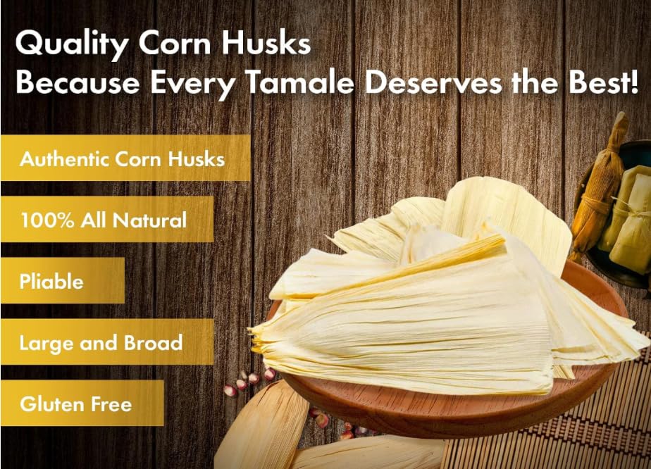 1LB Corn Husks For Tamales Natural and Premium Dried Corn Husk Tamale Wrappers | Perfect Hojas Para Tamal for Authentic, Flavorful Tamales, Hojas de Maiz Para Tamal IMPORTED FROM MEXICO