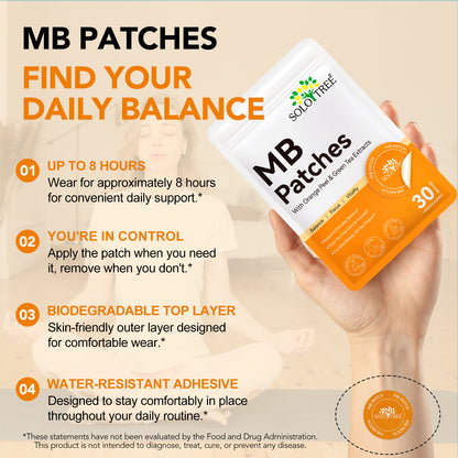 MB Patches with Orange Peel & Green Tea Extracts for Balance Focus Vitality 30 Patches 1 Month Supply