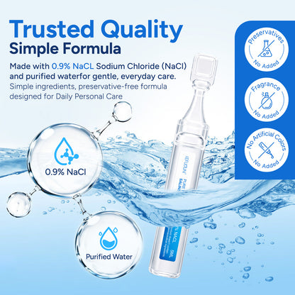 Pure Flow Saline Ampoules 5CC Drug-Free Natural Congestion Relief 21x5ML Dead Sea Salt Extracted Formula