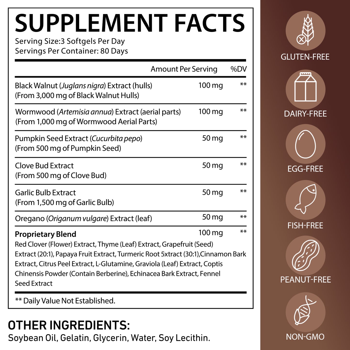 Wormwood Black Walnut Clove Cleanse for Humans, 6600mg Serving,18-in-1 Premium Herbal Blend Capsules, Supports Cleanse & Digestive Health, 240 Softgels