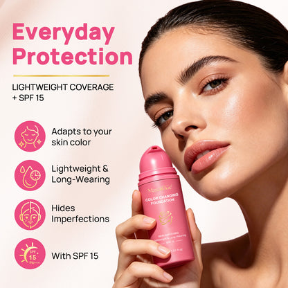 Color Changing Foundation SPF 15 Skin-Matching Lightweight Long-Wearing 30mL