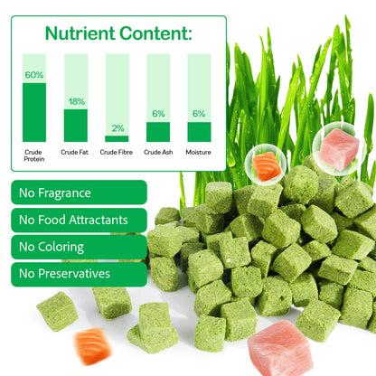 Cat Grass Treats, Freeze-Dried Cat Grass Pellets for Cats | Natural Hairball Control, Digestive Support & Dental Care | Chicken & Fish Oil Recipe | No Artificial Additives