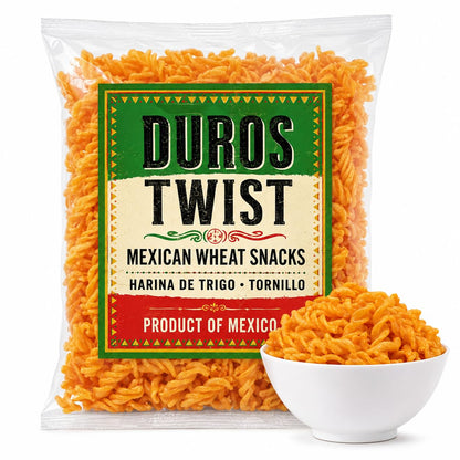 1LB Duros Twists Duritos Mexican Wheat Twists, Chicharrones de Harina, Wheat Twists for Frying, Fritura de Tornillo, Mexican Snacks, Duros Pasta - IMPORTED FROM MEXICO