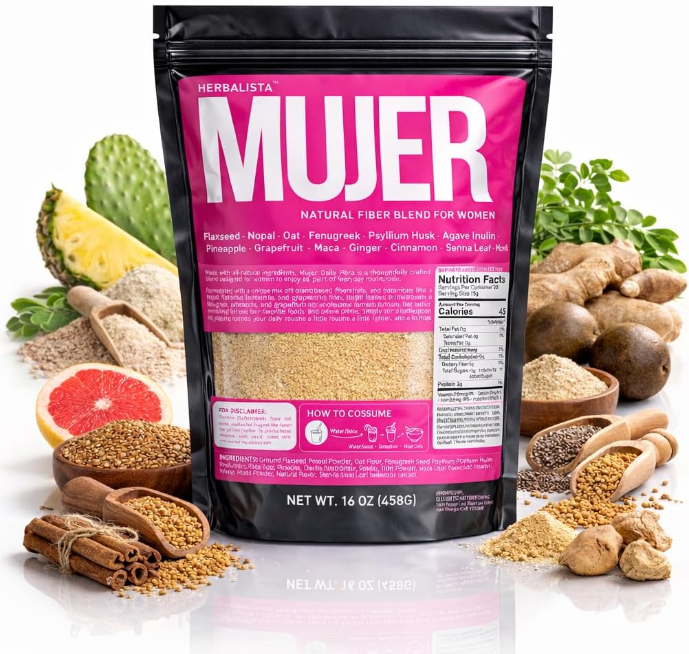 1LB Women Daily Fiber - Women Wellness Daily Fiber w/ Psylium Hysk,Nopal, Maca, Chia, Monk Fruit n ect - Helps with Bloating, Digestion, Boosts Energy &amp; Gut Health