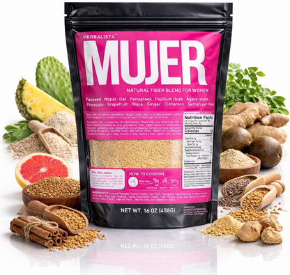 1LB Women Daily Fiber - Women Wellness Daily Fiber w/ Psylium Hysk,Nopal, Maca, Chia, Monk Fruit n ect - Helps with Bloating, Digestion, Boosts Energy &amp; Gut Health
