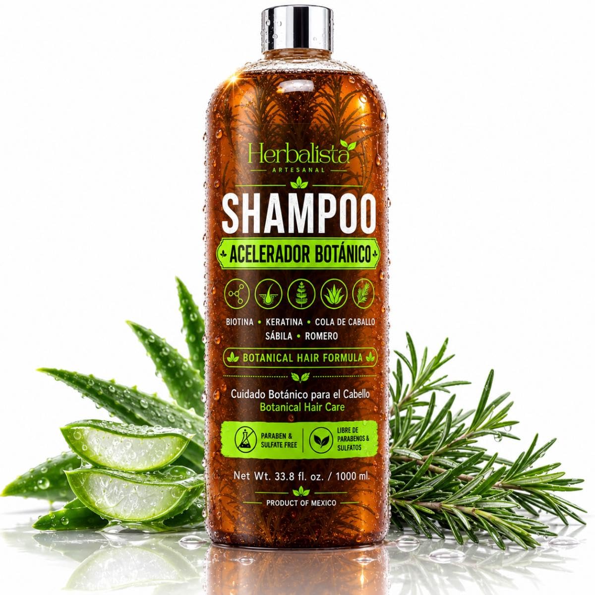 HERBALISTA New Shampoo Acelerador | 100% Natural Handmade Haircare Herbal Shampoo 1000ml (33 fl oz) - Plant-Based, with Rosemary, Cinnamon, Eucalyptus - Fortifies, Boosts Voluminous Hair