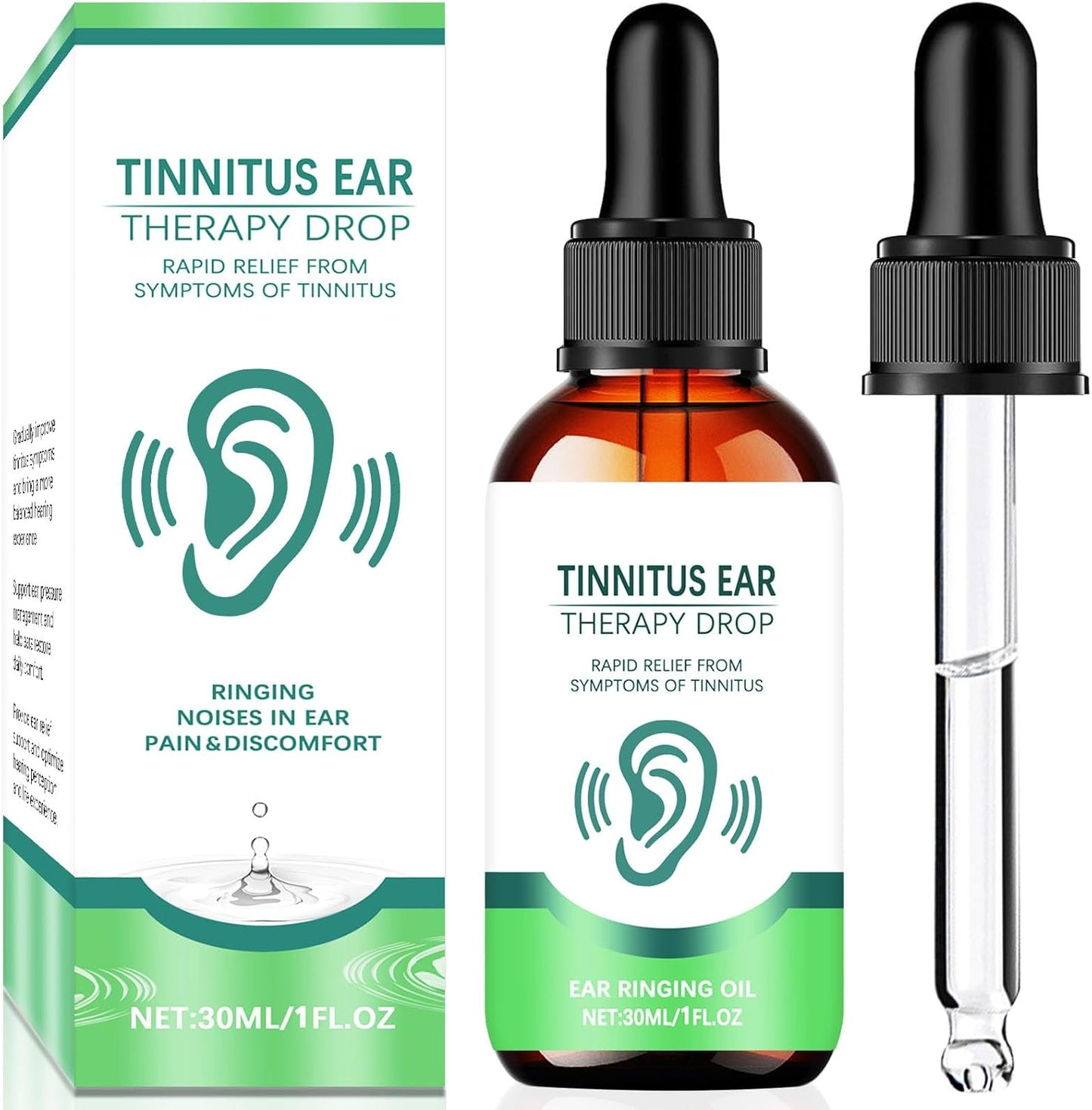 Tinnitus Relief for Ringing Ears, Ear Care Drops Promote Ear Comfort and Clarity, Effective Tinnitus Treatment Reduces Ears Noise and Improves Hearing in Both Men and Women