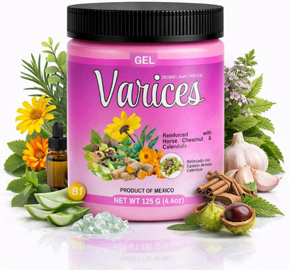 Viral Varices Gel 4.4oz (125g) – Natural Massage Gel– 4.23 oz (120 g) – Varicosa Massage Body Oil Targeted Cooling Sensation for Legs, Knees, Arms & Shoulders – with Calendula & Horse Extract