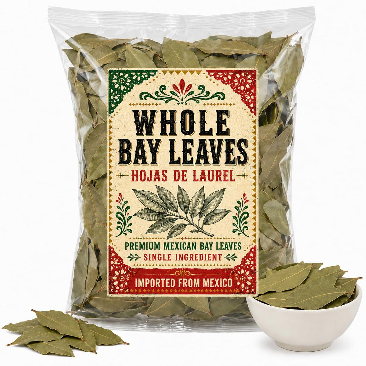 Whole Dried Bay Leaves, Hojas de Laurel Non-GMO, Aromatic Seasoning for Soups, Stews, Marinades & Sauces – Freshly Packed IMPORTED FROM MEXICO