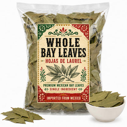 Whole Dried Bay Leaves, Hojas de Laurel Non-GMO, Aromatic Seasoning for Soups, Stews, Marinades & Sauces – Freshly Packed IMPORTED FROM MEXICO