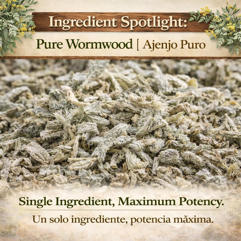 Wormwood Herbal Loose Tea (4oz) | Hierba Maestra Amarga, Yerba Maestra, Wormwood, Ajenjo, Ajorizo, Artemisia Premium Quality Whole Dried Wormwood Tea | Te De Ajenjo - Artemisia Absinthium | Wildcrafted IMPORTED FROM MEXICO