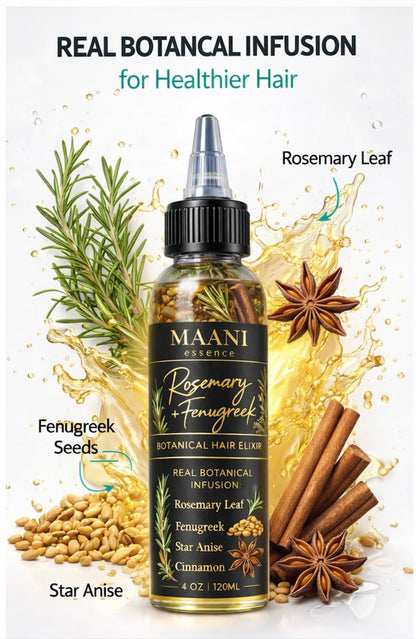 Rosemary & Fenugreek Hair Oil Rapid Hair Growth – Botanical Scalp Treatment with Real Rosemary Leaves, Fenugreek Seeds, Cinnamon & Star Anise – Herbal Hair Growth Infused with Castor Oil 120ML