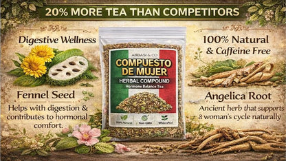 Té de Mujer (Women’s Herbal Tea) Hormone Balance tea Traditional Loose Leaf Botanical Blend – Menstrual Cycle Support Menopause Support Caffeine-Free Herbal Infusion with Soursop, Calendula, Fennel & Lemon Balm