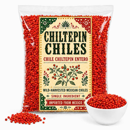 Sonora Chilo - (Chile Chiltepin Silvestre) Dried Chiltepin Pepper Whole Tepin Pepper Chili Pods, Very Hot! Extra Spicy - Great for Seafood (Mariscos) Salsas, Stews, Meats - IMPORTED FROM MEXICO