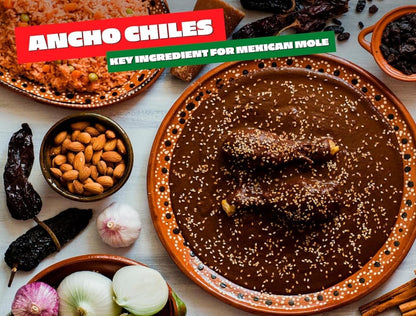 Dried Ancho Chiles Whole Mild Mexican Chili Peppers Dried Poblano Chile Pods for Birria Tacos, Chile Rellenos, Mole, Enchilada Sauce IMPORTED FROM MEXICO