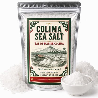 Premium Colima Sea Salt Unrefined | 100% All Natural Sea Salt, Gourmet Grade, Non GMO's. | Hand Harvested | Imported From Lagoon Cuyutlán “Tepalcates” Colima, Mexico. Colima Coarse Sea Salt - Protects Heart - Shapes Figure - Boosts Mood