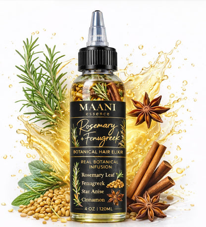 Rosemary & Fenugreek Hair Oil Rapid Hair Growth – Botanical Scalp Treatment with Real Rosemary Leaves, Fenugreek Seeds, Cinnamon & Star Anise – Herbal Hair Growth Infused with Castor Oil 120ML