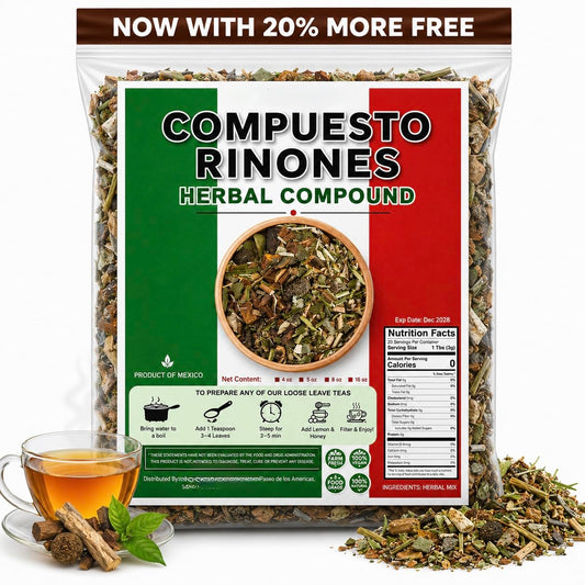 5oz Riñosan Herbal Tea - Traditional Kidney Wellness Support Blend - Corn Silk, Horsetail, Myrtle & Malva - 100% Natural Loose Leaf Infusion - Kidney Compound Tea IMPORTED FROM MEXICO