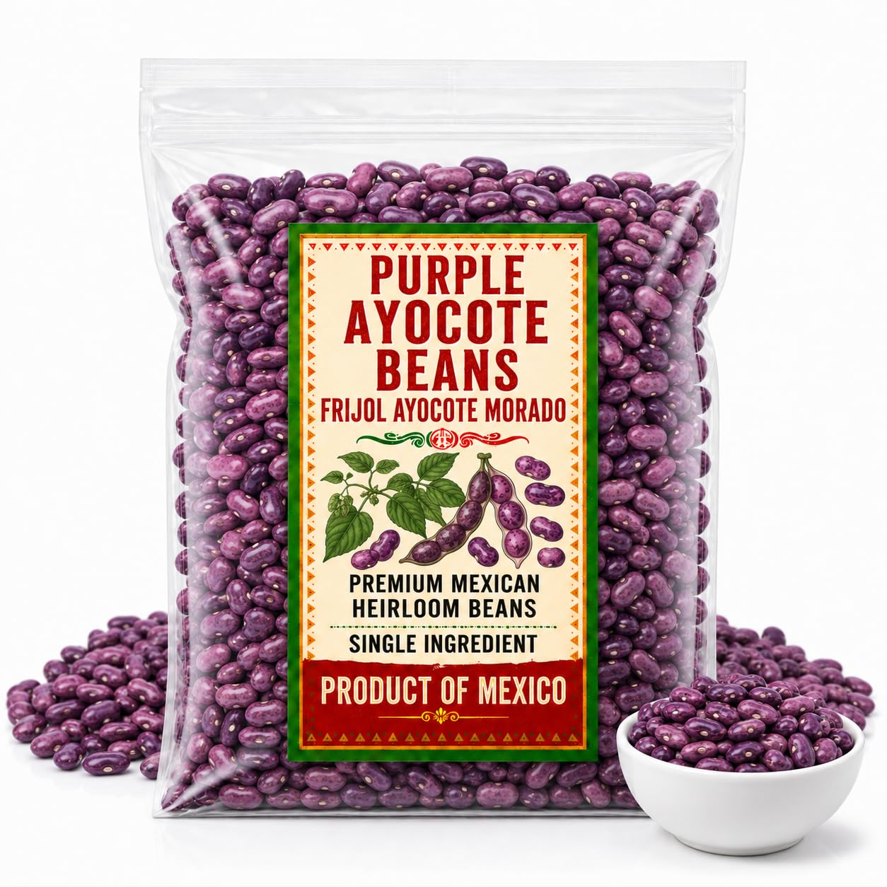 Exotic Purple Ayocote Beans (Frijol Ayocote Morado) – Premium Mexican Heirloom Legume Mexican Grande Ayocote Morado Bean Seeds Runner Bean IMPORTED FROM MEXICO